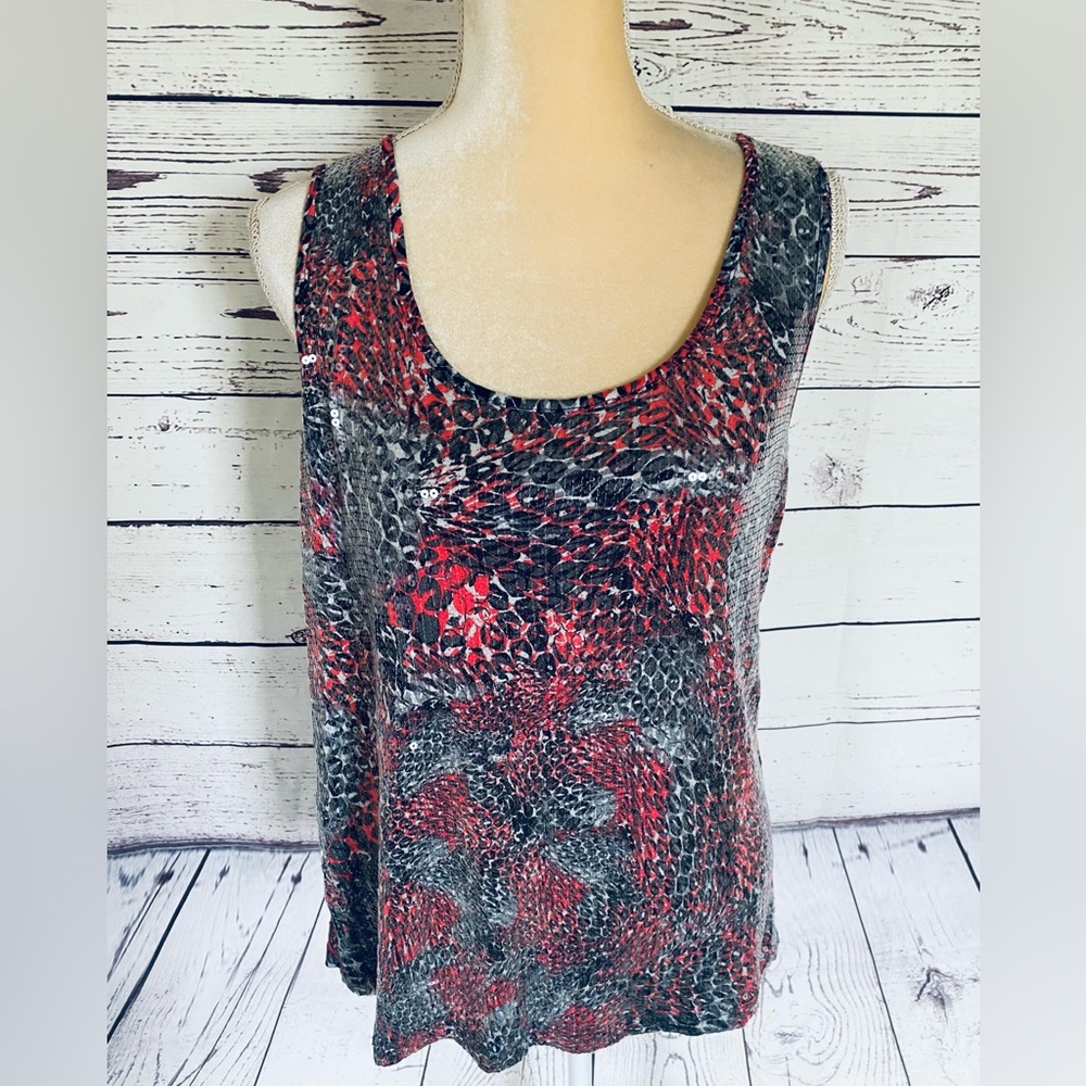 Women’s Medium Tank Top Ruby Rd. Sequined Multicolored Soft Scoop Neck